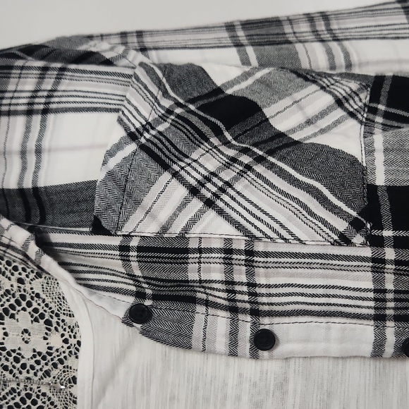 [S] HARLOW Plaid cropped hoodie top - Picture 2 of 8